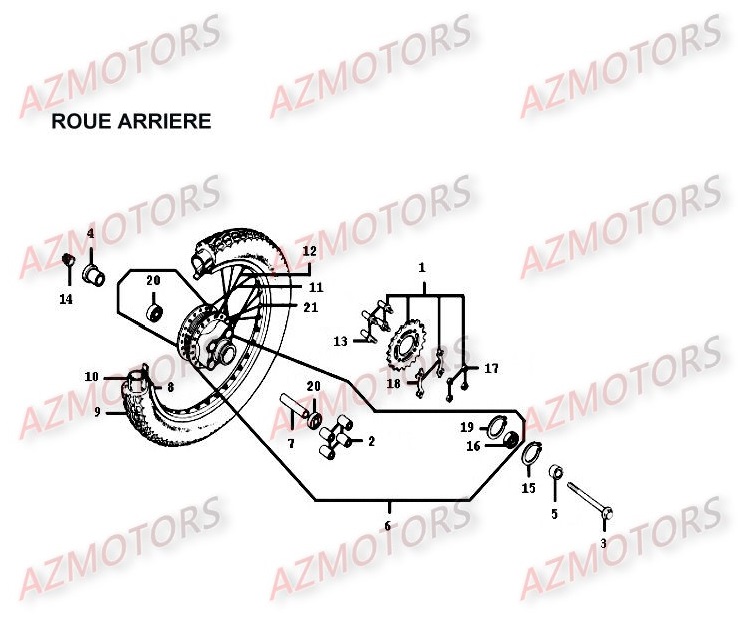 Roue Arriere KYMCO Pièces Moto Kymco HIPSTER 125 4V 4T EURO II (RH25AD)