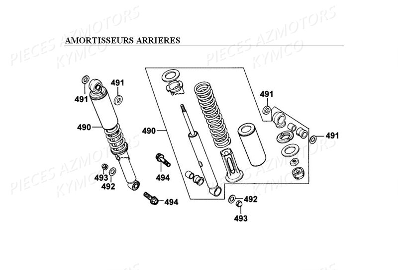 Amortisseurs Arriere KYMCO Pièces_Moto_Kymco HIPSTER_125_2V