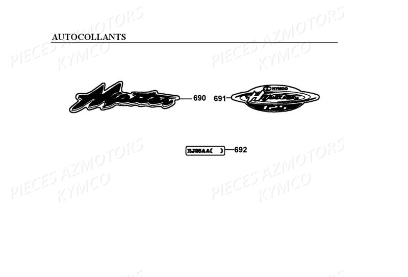 Autocollants KYMCO Pièces HIPSTER 125 2V 4T EURO I (RJ25AA)