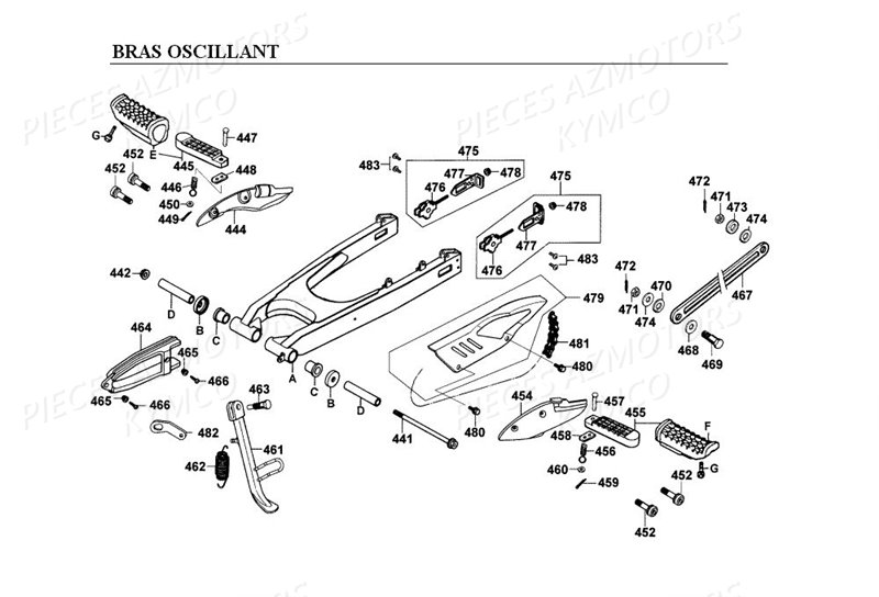 Bras Oscillant KYMCO Pièces_Moto_Kymco HIPSTER_125_2V