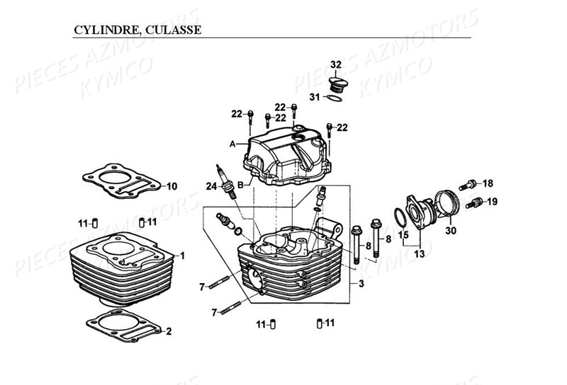 Culasse Cylindre KYMCO Pièces_Moto_Kymco HIPSTER_125_2V