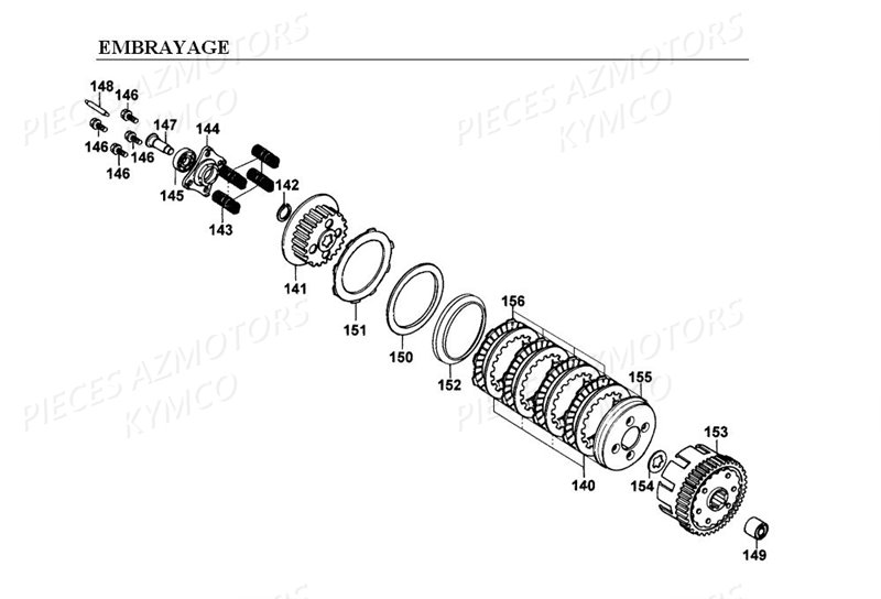 Embrayage KYMCO Pièces HIPSTER 125 2V 4T EURO I (RJ25AA)