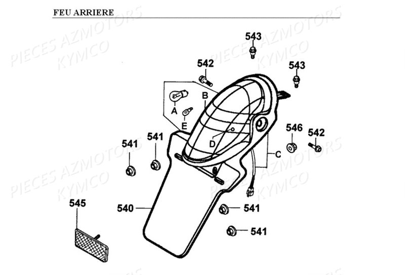 Feu Arriere KYMCO Pièces_Moto_Kymco HIPSTER_125_2V