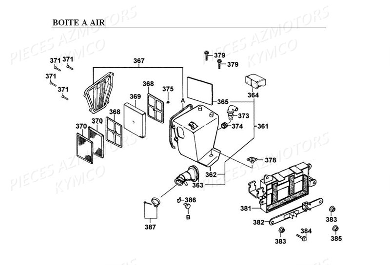 FILTRE_A_AIR KYMCO Pièces HIPSTER 125 2V 4T EURO I (RJ25AA)