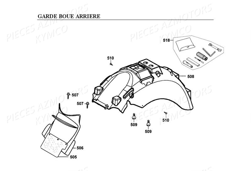 Garde Boue Arriere KYMCO Pièces_Moto_Kymco HIPSTER_125_2V