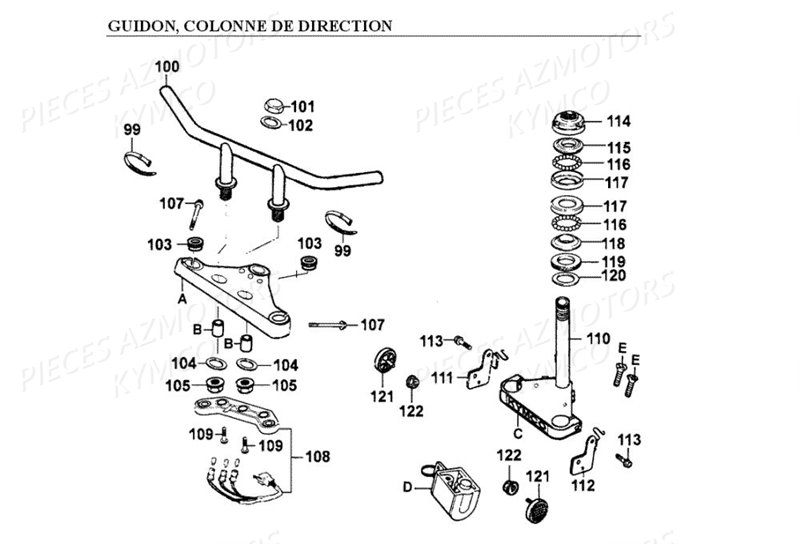 GUIDON_COLONNE_DE_DIRECTION KYMCO Pièces HIPSTER 125 2V 4T EURO I (RJ25AA)