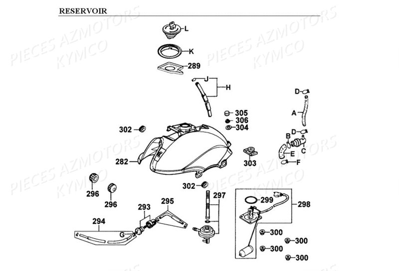 RESERVOIR KYMCO Pièces HIPSTER 125 2V 4T EURO I (RJ25AA)