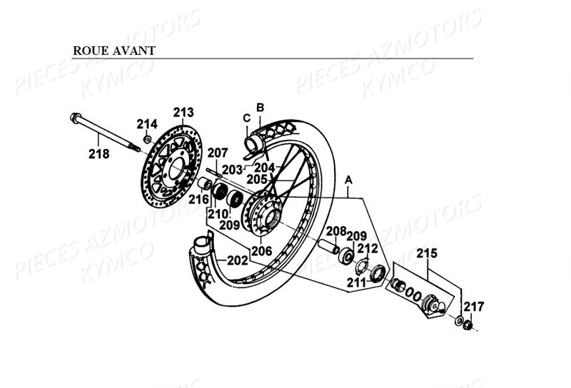 Roue Avant KYMCO Pièces HIPSTER 125 2V 4T EURO I (RJ25AA)