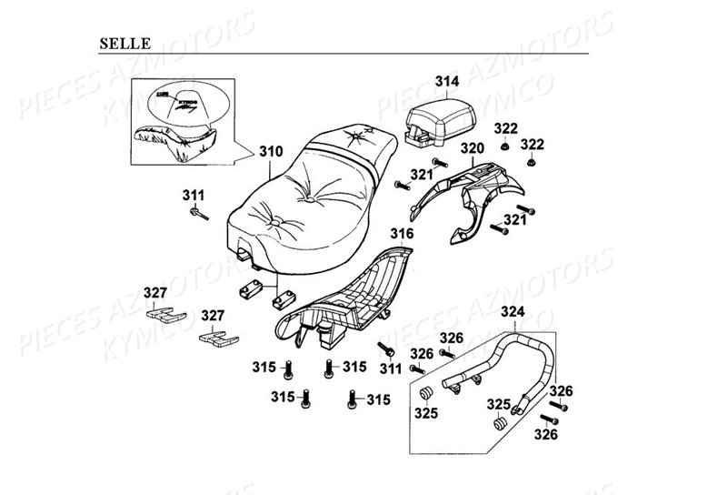 Selle KYMCO Pièces_Moto_Kymco HIPSTER_125_2V