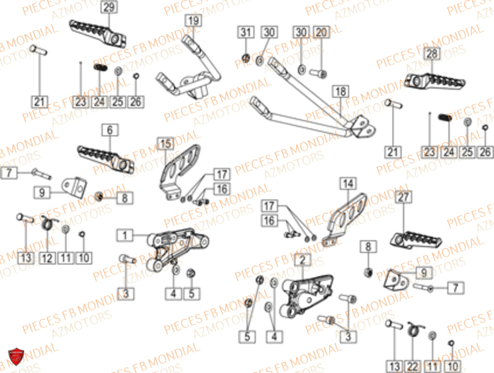Cale Pied FB MONDIAL Pieces HPS 125 CBS E5 (ZH5CR030)