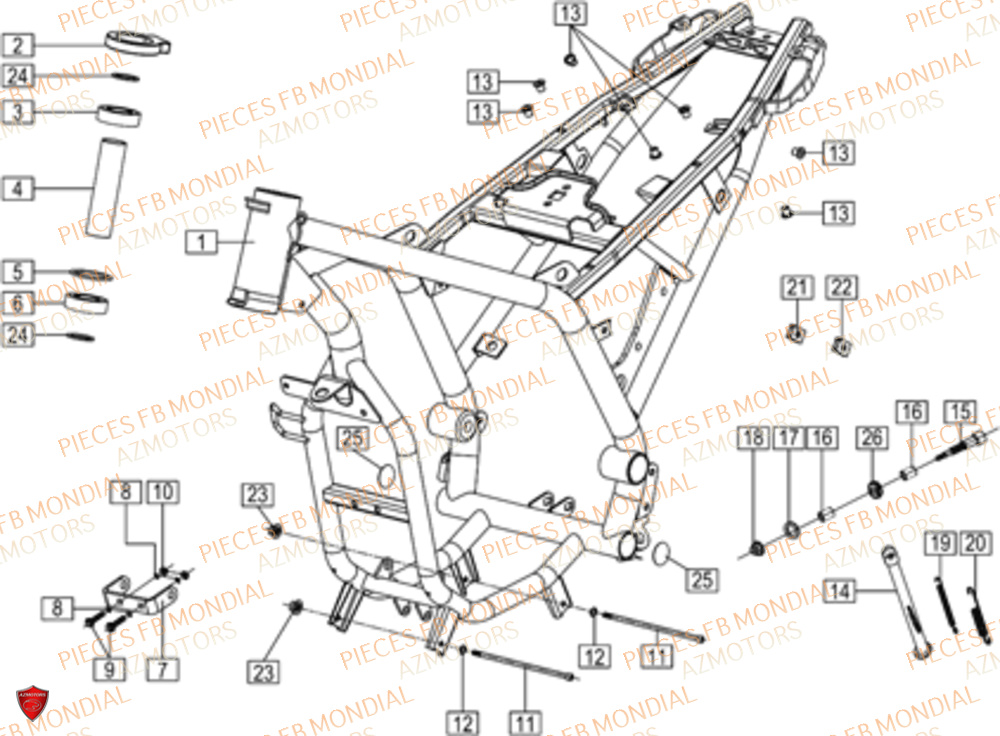 Chassis FB MONDIAL Pieces HPS 125 CBS E5 (ZH5CR030)