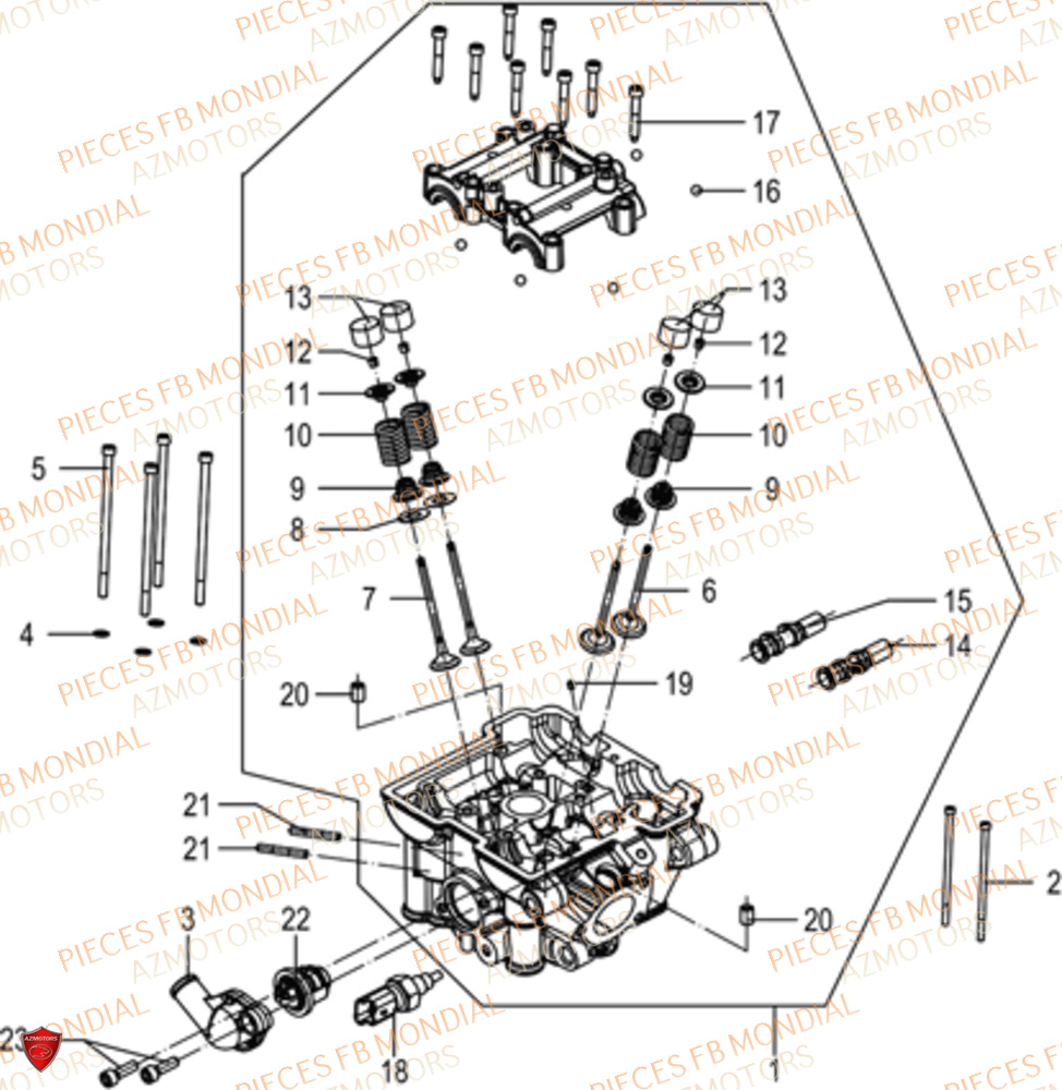 Culasse FB MONDIAL Pieces HPS 125 CBS E5 (ZH5CR030)