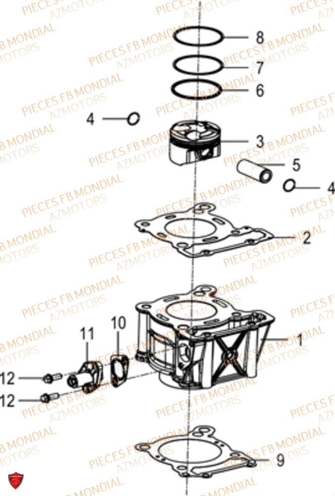 Cylindre FB MONDIAL Pieces HPS 125 CBS E5 (ZH5CR030)