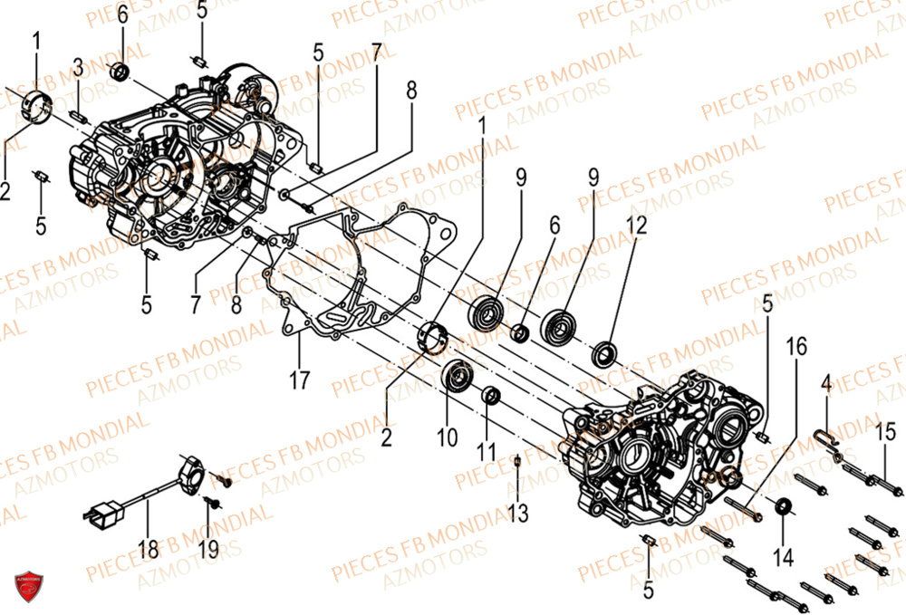 Carter Moteur FB MONDIAL Pieces HPS 125 CBS E5 (ZH5CR032)