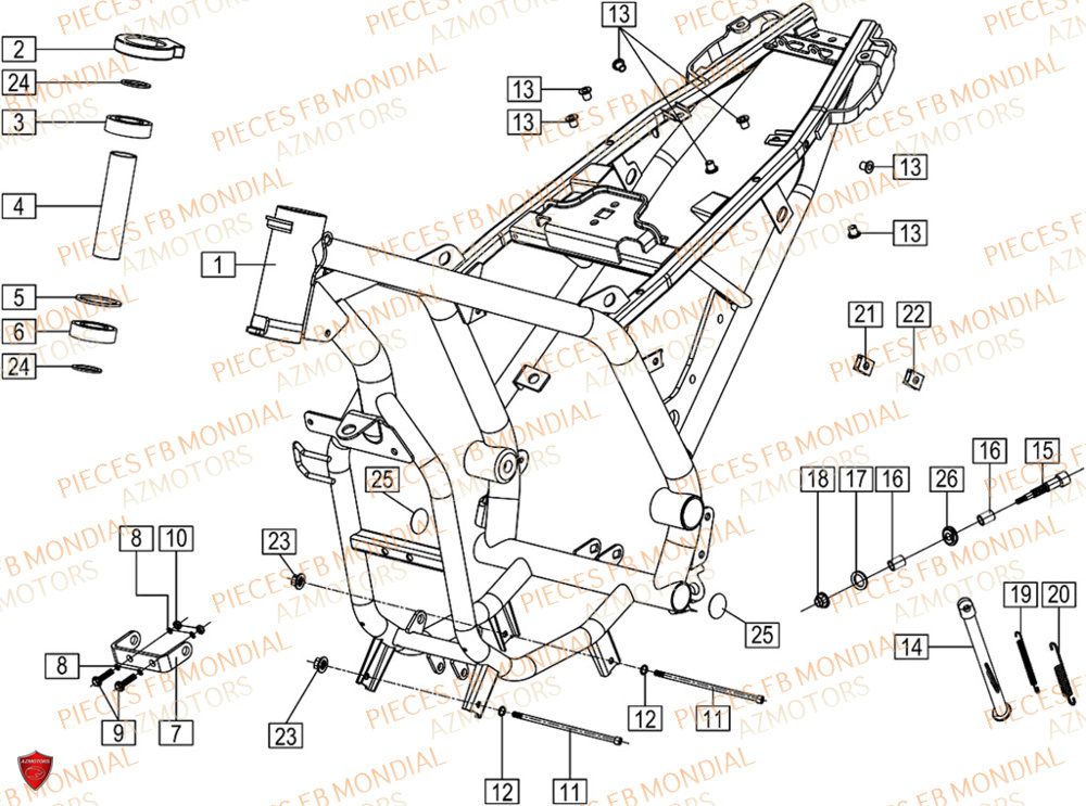 Chassis FB MONDIAL Pieces HPS 125 CBS E5 (ZH5CR032)