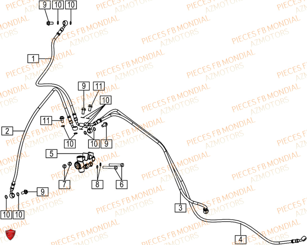 Durite De Frein FB MONDIAL Pieces HPS 125 CBS E5 (ZH5CR032)