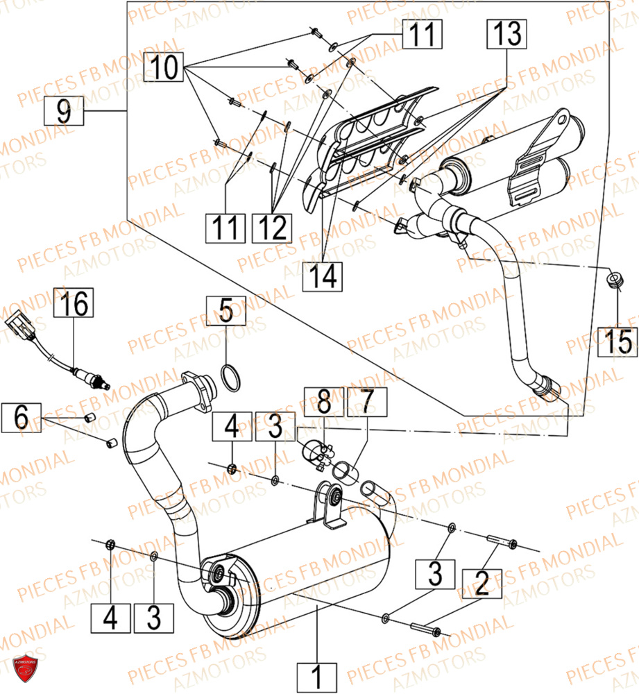 Echappement FB MONDIAL Pieces HPS 125 CBS E5 (ZH5CR032)
