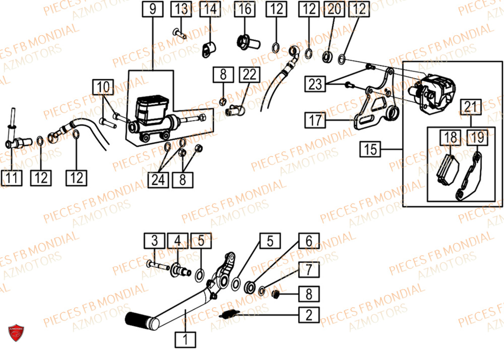 Frein Arriere FB MONDIAL Pieces HPS 125 CBS E5 (ZH5CR032)