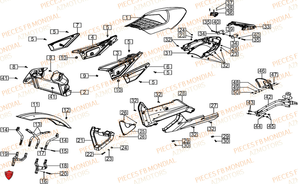 Selle FB MONDIAL Pieces HPS 125 CBS E5 (ZH5CR032)
