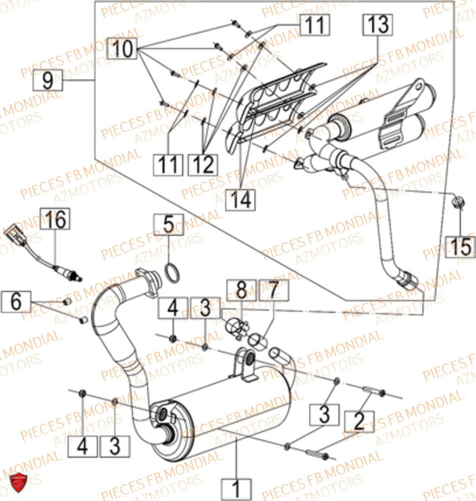 Echappement FB MONDIAL Pieces HPS 125 CBS E5 (ZH5CR030)