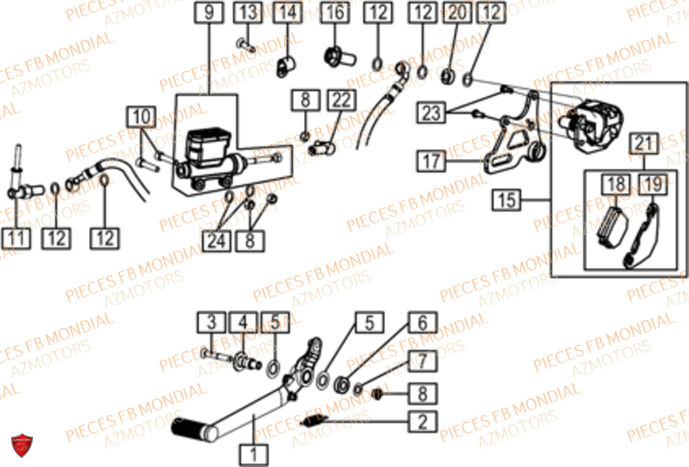 Frein Arriere FB MONDIAL Pieces HPS 125 CBS E5 (ZH5CR030)