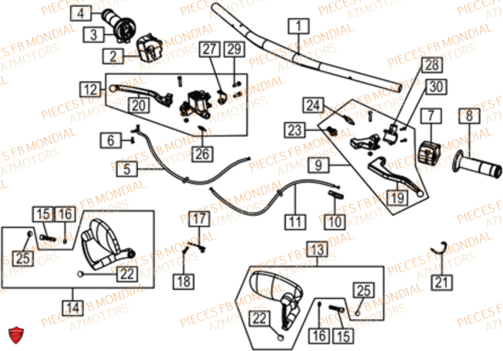 Guidon FB MONDIAL Pieces HPS 125 CBS E5 (ZH5CR030)