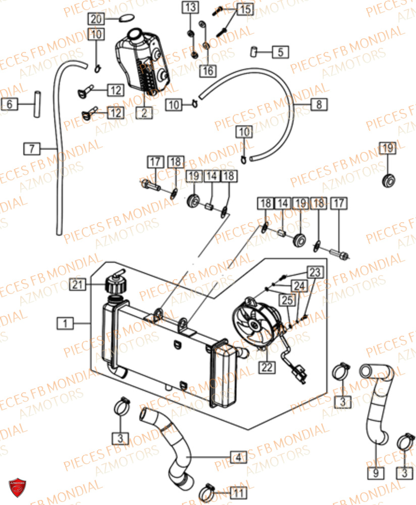 Radiateur FB MONDIAL Pieces HPS 125 CBS E5 (ZH5CR030)