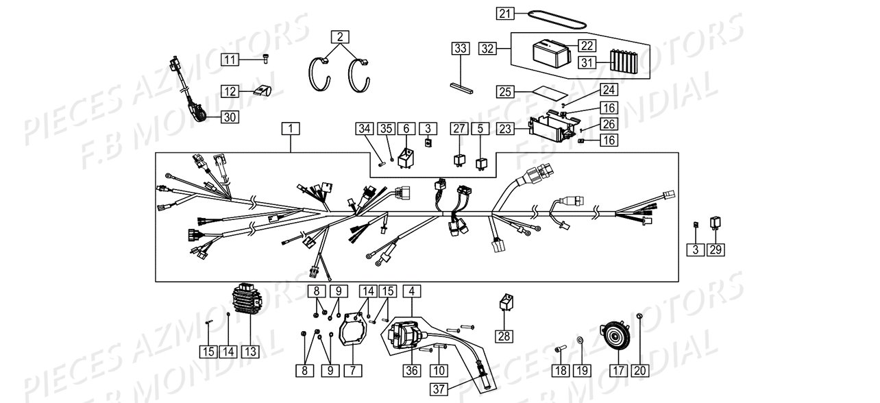 BATTERIE_SYSTEME_ELECTRIQUE FB MONDIAL Pieces HPS 125 ABS EU4 FB Mondial Origine