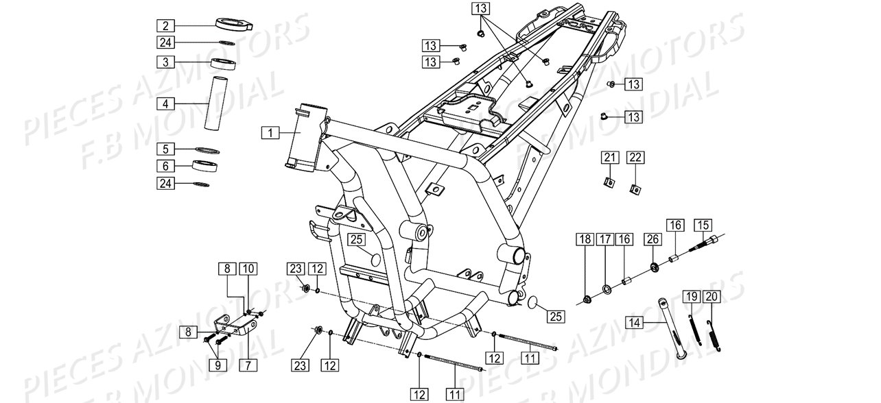 Cadre Chassis FB MONDIAL Pieces HPS 125 ABS E4 FB Mondial Origine