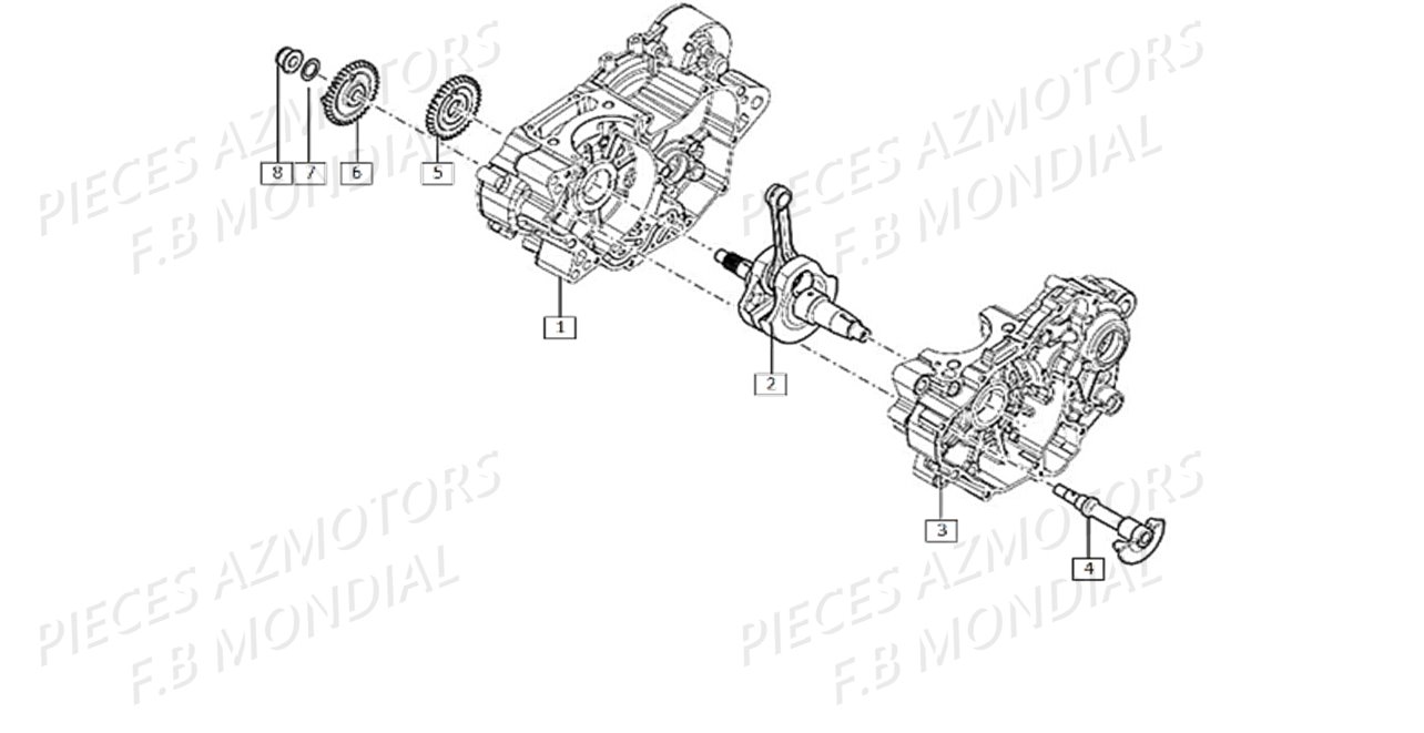 Carters Moteur Vilebrequin FB MONDIAL Pieces HPS 125 ABS E4 FB Mondial Origine