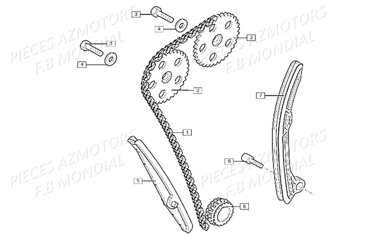 Chaine De Distribution FB MONDIAL Pieces HPS 125 ABS E4 FB Mondial Origine