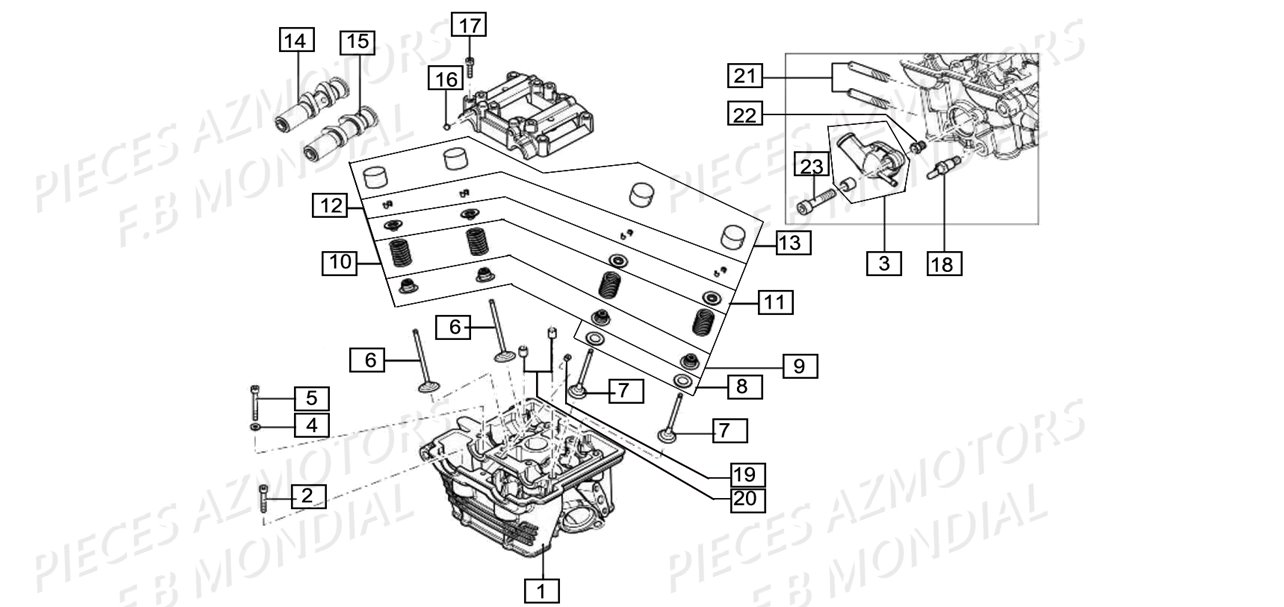 Culasse Soupapes FB MONDIAL Pieces HPS 125 ABS E4 FB Mondial Origine