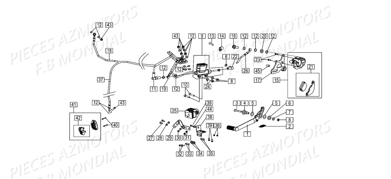 Freins Pedale De Freins FB MONDIAL Pieces HPS 125 ABS E4 FB Mondial Origine