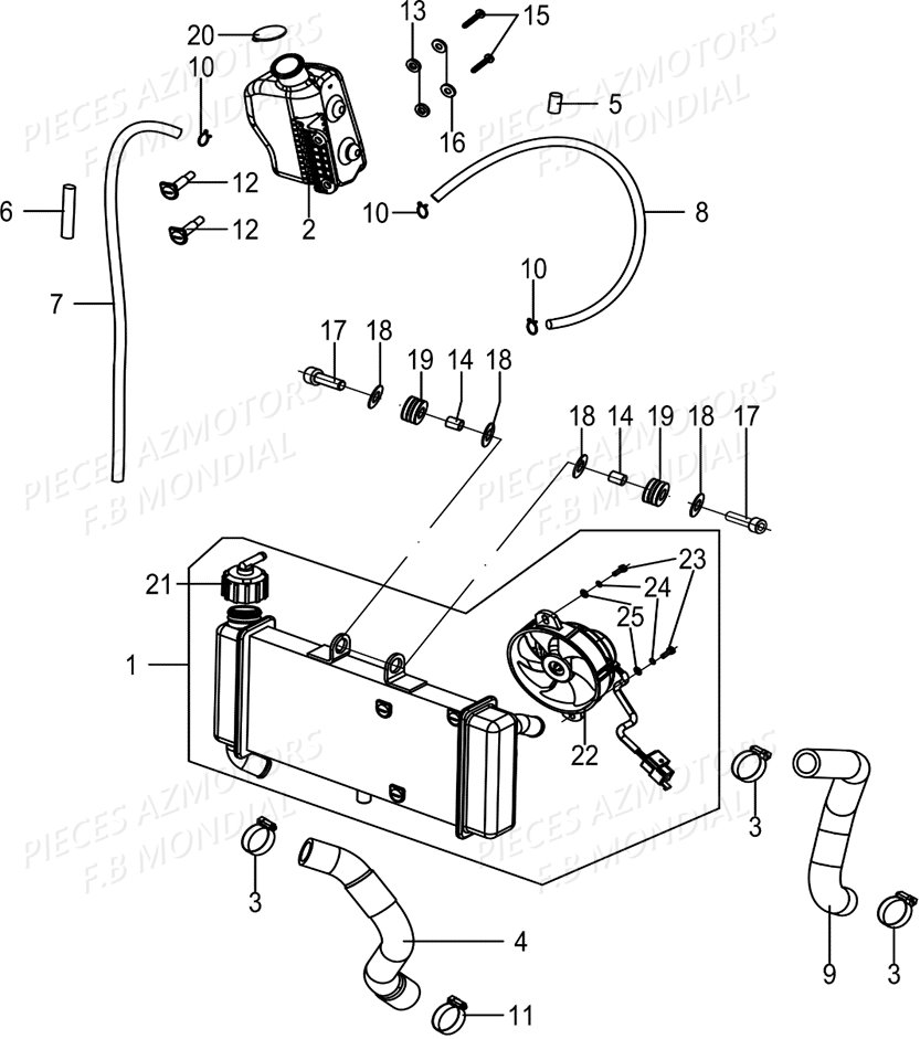 Radiateur FB MONDIAL Pieces HPS 125 ABS E4 FB Mondial Origine