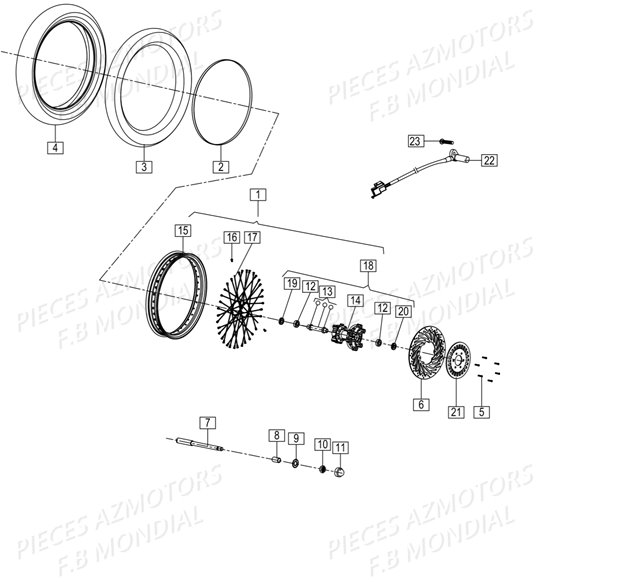 Roue Avant FB MONDIAL Pieces HPS 125 ABS E4 FB Mondial Origine