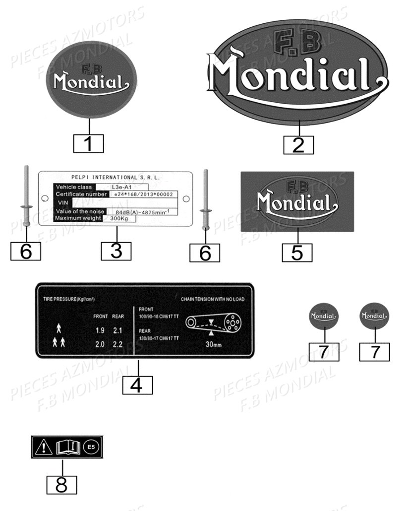 Stickers Logo FB MONDIAL Pieces HPS 125 ABS E4 FB Mondial Origine