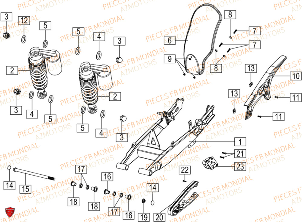Bras Oscillant FB MONDIAL Pieces HPS 125 ABS E5 (M1-M4)