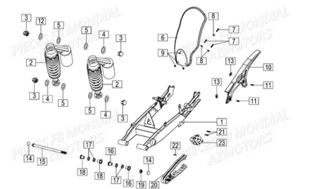 Bras Oscillant FB MONDIAL Pieces HPS 125 ABS E5 FB Mondial Origine