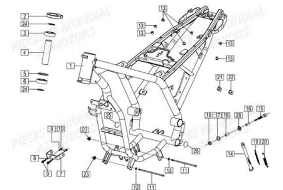 CADRE FB MONDIAL Pieces HPS 125 ABS EU5 FB Mondial Origine