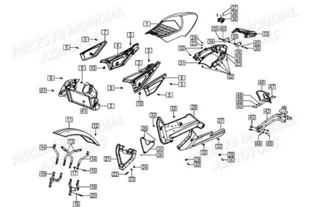 Carrosserie FB MONDIAL Pieces HPS 125 ABS E5 FB Mondial Origine