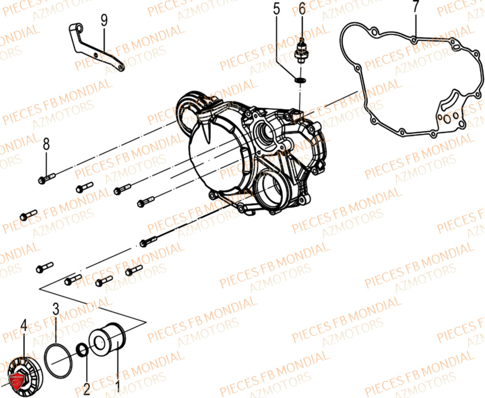 Couvre Carter Droit FB MONDIAL Pieces HPS 125 ABS E5 (M1-M4)