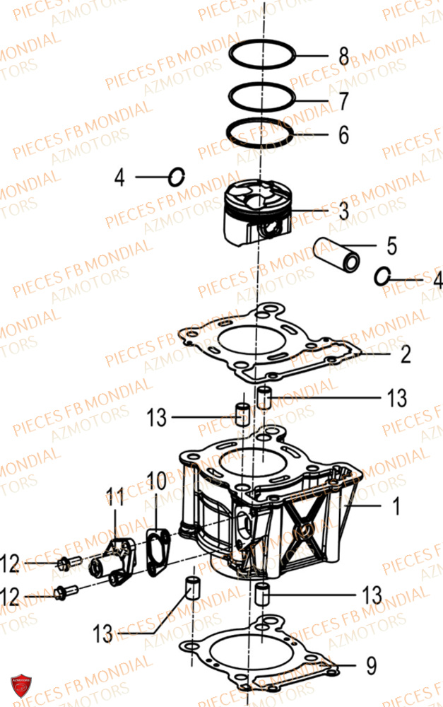 Cylindre FB MONDIAL Pieces HPS 125 ABS E5 (M1-M4)