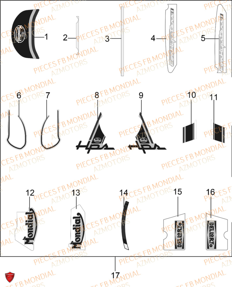 Decors FB MONDIAL Pieces HPS 125 ABS E5 (M1-M4)