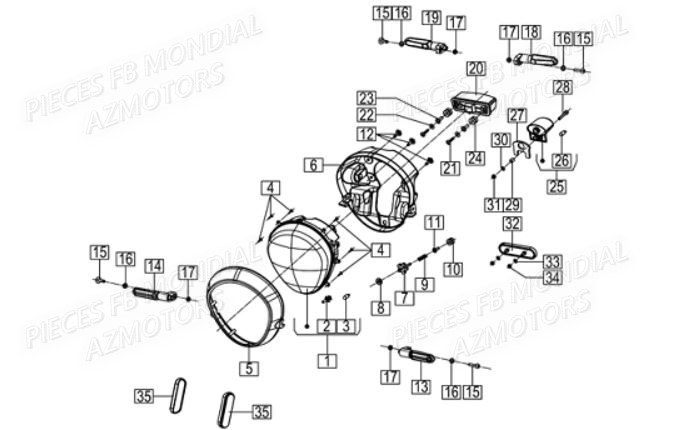Eclairage FB MONDIAL Pieces HPS 125 ABS E5 FB Mondial Origine