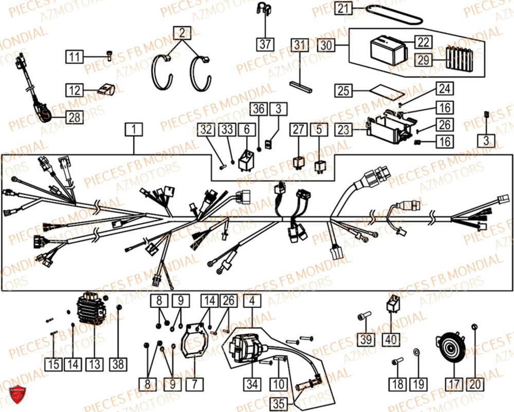 Equipement Electrique FB MONDIAL Pieces HPS 125 ABS E5 (M1-M4)