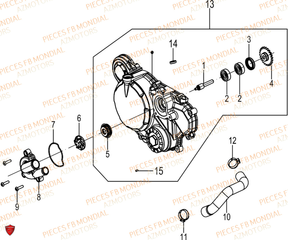 Pompe A Eau FB MONDIAL Pieces HPS 125 ABS E5 (M1-M4)