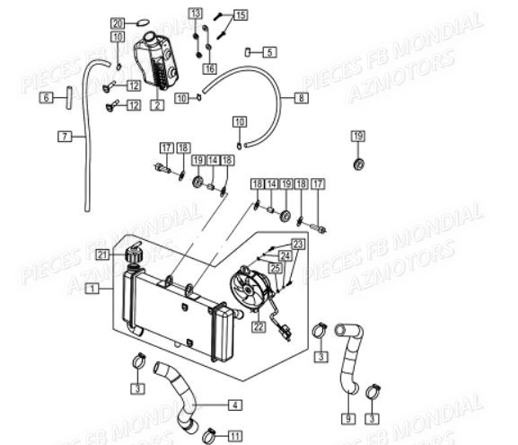 Radiateur FB MONDIAL Pieces HPS 125 ABS E5 FB Mondial Origine