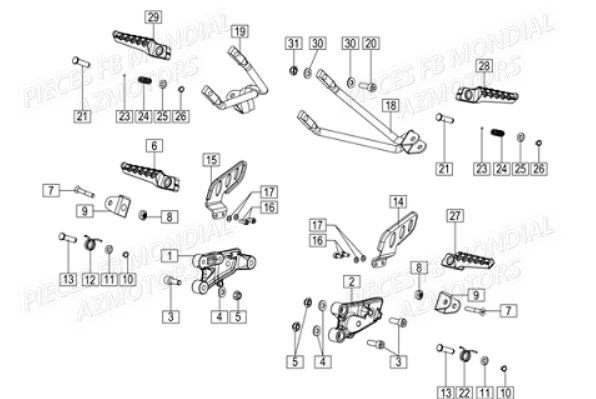 Repose Pied FB MONDIAL Pieces HPS 125 ABS E5 FB Mondial Origine