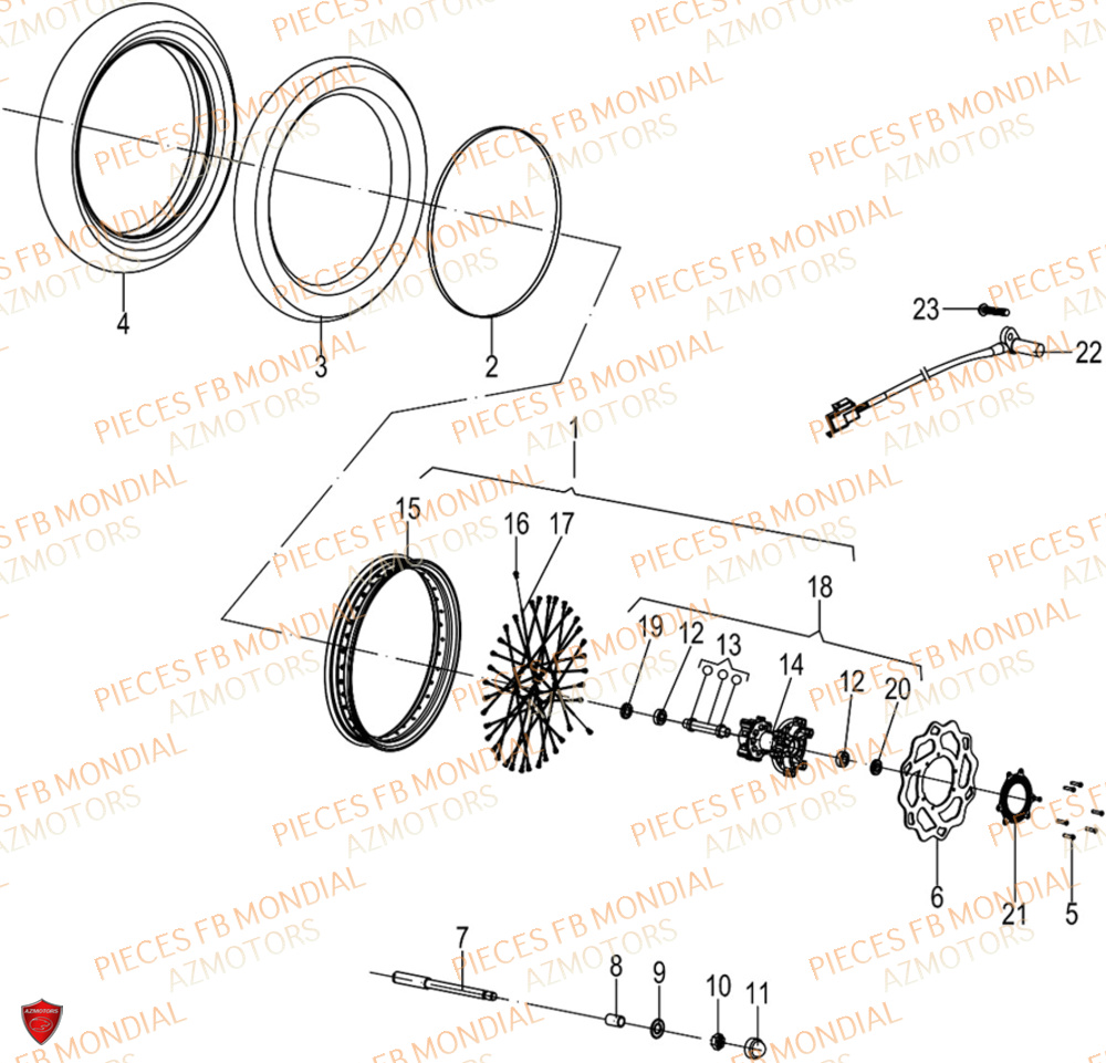 Roue Avant FB MONDIAL Pieces HPS 125 ABS E5 (M1-M4)