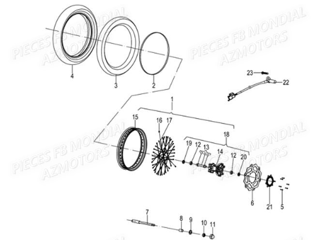 Roue Avant FB MONDIAL Pieces HPS 125 ABS E5 FB Mondial Origine